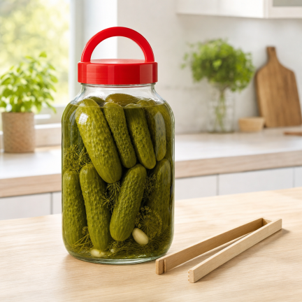 CHOM300/A 3L EINMACHGLAS ZUM EINLEGEN VON GURKEN UND KOHL MIT DECKEL UND ZANGE