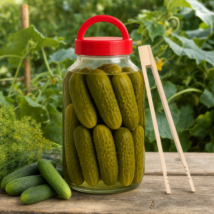 CHOM300/A 3L EINMACHGLAS ZUM EINLEGEN VON GURKEN UND KOHL MIT DECKEL UND ZANGE