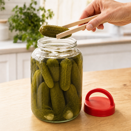 CHOM300/A 3L EINMACHGLAS ZUM EINLEGEN VON GURKEN UND KOHL MIT DECKEL UND ZANGE