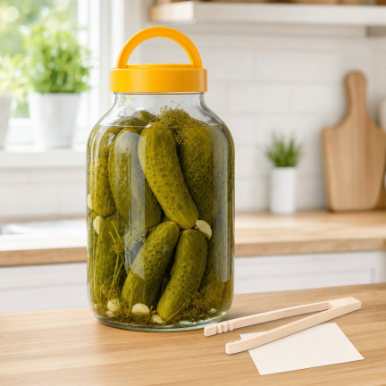 CHOM300/A 3L EINMACHGLAS ZUM EINLEGEN VON GURKEN UND KOHL MIT DECKEL UND ZANGE
