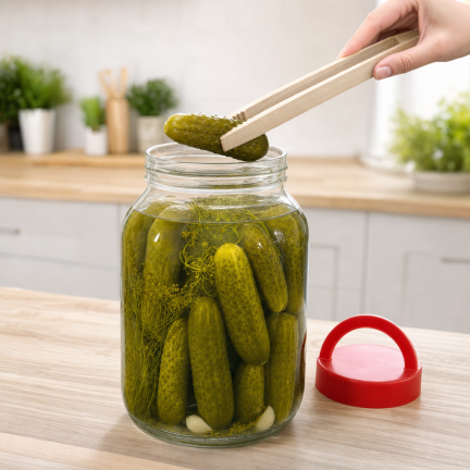 CHOM300/A 3L EINMACHGLAS ZUM EINLEGEN VON GURKEN UND KOHL MIT DECKEL UND ZANGE