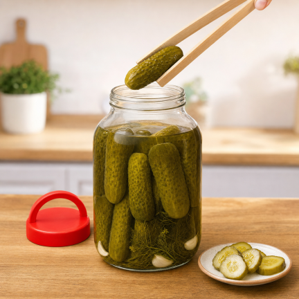 CHOM300/A 3L EINMACHGLAS ZUM EINLEGEN VON GURKEN UND KOHL MIT DECKEL UND ZANGE
