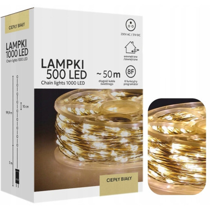 LED-Mikro-Lichterkette auf Spule, 500 L, Weihnachtsbaum-Lichterkette, weihnachtlich, warmweiß, 3+50 m