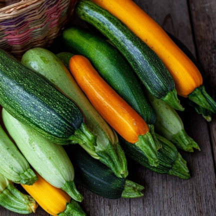 W1261 ZUCCHINI MIX CUCURBITA SORTEN VERSCHIEDENE FARBEN FORM BLUMEN 3G