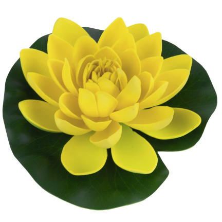 Wasserlilie, schwimmende Kunstblume, Lotusblume, für den Teich, aus Schaumstoff, gelb