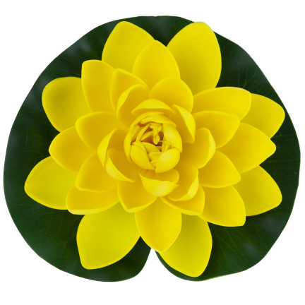 Wasserlilie, schwimmende Kunstblume, Lotusblume, für den Teich, aus Schaumstoff, gelb