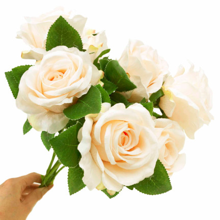 CV10475-2 STRAUSS ROSEN ROSEN KUNSTBLUMEN SCHÖNE ROSEN IM STRAUSS CREME ECRU
