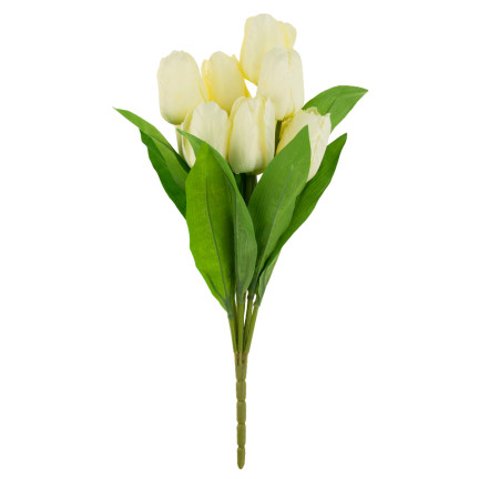 CV10614-10 STRAUSS MIT 9 KÜNSTLICHEN ECRU-WEISSEN TULPEN