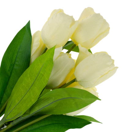 CV10614-10 STRAUSS MIT 9 KÜNSTLICHEN ECRU-WEISSEN TULPEN