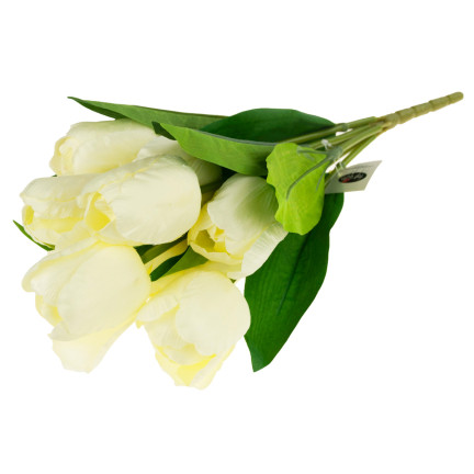 CV10614-10 STRAUSS MIT 9 KÜNSTLICHEN ECRU-WEISSEN TULPEN