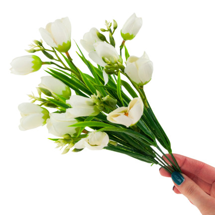 CV13987-1 KROKUSSTRAUSS KROKUSSE IM GRAS WEISS KÜNSTLICHE FRÜHLINGSBLUMEN