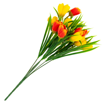 CV13987-3 Krokusse im Gras, Krokus-Strauß, Kunstblumen, Frühlingsdekorationen, Gesteck