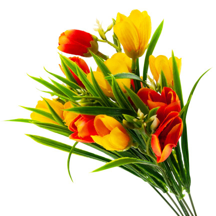 CV13987-3 Krokusse im Gras, Krokus-Strauß, Kunstblumen, Frühlingsdekorationen, Gesteck
