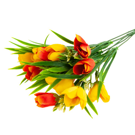 CV13987-3 Krokusse im Gras, Krokus-Strauß, Kunstblumen, Frühlingsdekorationen, Gesteck