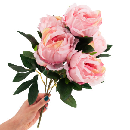 CV15008-13 Strauß mit 5 Pfingstrosen, Pfingstrose, künstliche Blumen, rosa
