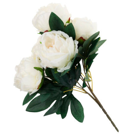 CV15008-1 STRAUSS VON 5 PFINGSTROSEN PFINGSTROSE KÜNSTLICHE BLUMEN WEISS