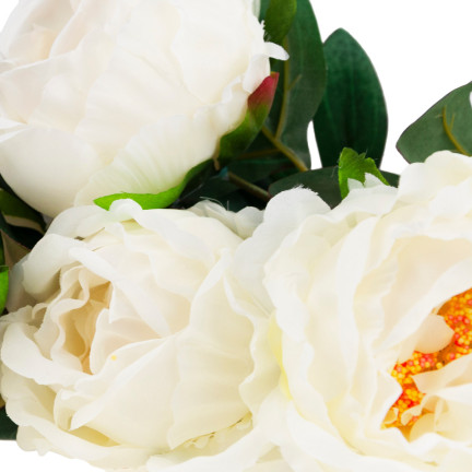 CV15008-1 STRAUSS VON 5 PFINGSTROSEN PFINGSTROSE KÜNSTLICHE BLUMEN WEISS