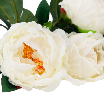 CV15008-1 STRAUSS VON 5 PFINGSTROSEN PFINGSTROSE KÜNSTLICHE BLUMEN WEISS