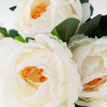 CV15008-1 STRAUSS VON 5 PFINGSTROSEN PFINGSTROSE KÜNSTLICHE BLUMEN WEISS