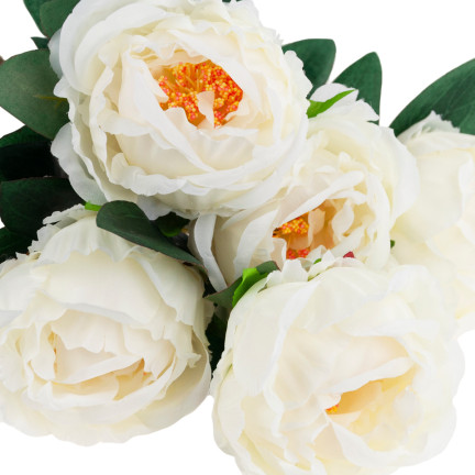 CV15008-1 STRAUSS VON 5 PFINGSTROSEN PFINGSTROSE KÜNSTLICHE BLUMEN WEISS