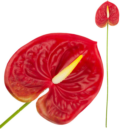 CV15803-5 GUMMI-ANTHURIUM ROT 60 CM KUNSTBLUMEN