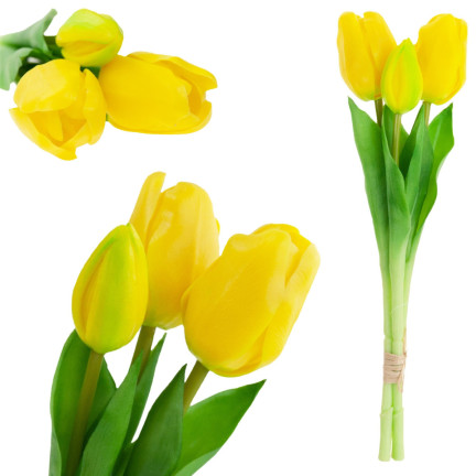 CV17690-3 LUX FARBIGE SILIKON TULPE STRÄUSSE 3ST LUX GELBE TULPEN ALS LIVE