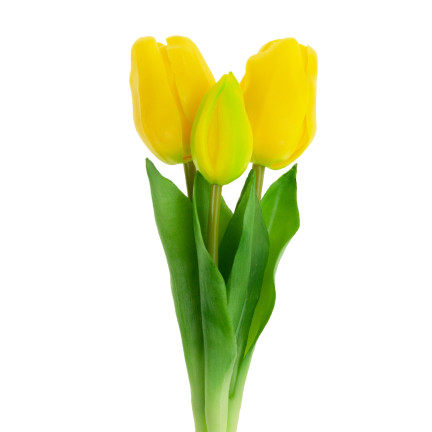 CV17690-3 LUX FARBIGE SILIKON TULPE STRÄUSSE 3ST LUX GELBE TULPEN ALS LIVE