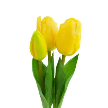 CV17690-3 LUX FARBIGE SILIKON TULPE STRÄUSSE 3ST LUX GELBE TULPEN ALS LIVE