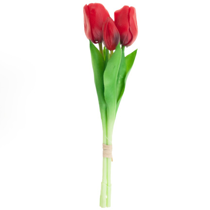 CV17690-7 LUX FARBIGE SILIKON TULPE STRÄUSSE 3ST LUX ROTE TULPEN LEBEN