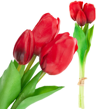 CV17690-7 LUX FARBIGE SILIKON TULPE STRÄUSSE 3ST LUX ROTE TULPEN LEBEN