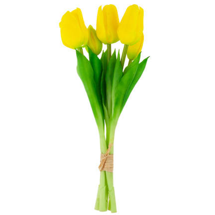 CV17692-3 TULPEN STRAUSS GUMMIERT GUMMI WIE LEBEN REALISTISCH GELB