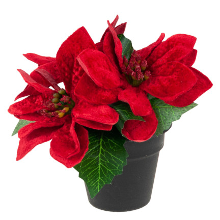 CV19864 STERN VON BETLEHEM IN EINEM TOPF KÜNSTLICHE VELOUR POINSETTIA REALISTISCH