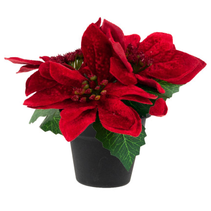 CV19864 STERN VON BETLEHEM IN EINEM TOPF KÜNSTLICHE VELOUR POINSETTIA REALISTISCH