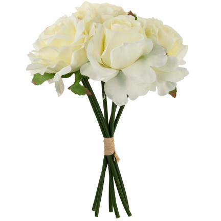 CV21919-1 STRAUSS ROSEN KÜNSTLICHE BLUMEN 6PCS SCHÖN WEISS ECRU