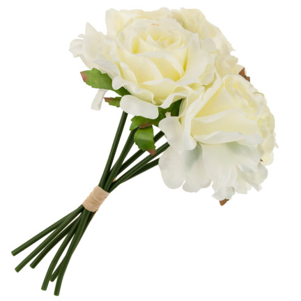 CV21919-1 STRAUSS ROSEN KÜNSTLICHE BLUMEN 6PCS SCHÖN WEISS ECRU