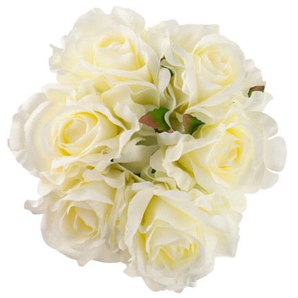 CV21919-1 STRAUSS ROSEN KÜNSTLICHE BLUMEN 6PCS SCHÖN WEISS ECRU