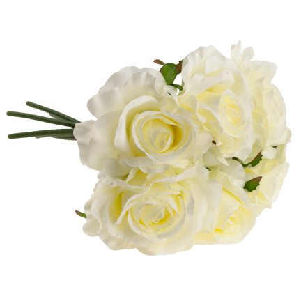 CV21919-1 STRAUSS ROSEN KÜNSTLICHE BLUMEN 6PCS SCHÖN WEISS ECRU