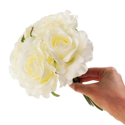 CV21919-1 STRAUSS ROSEN KÜNSTLICHE BLUMEN 6PCS SCHÖN WEISS ECRU