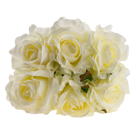 CV21919-1 STRAUSS ROSEN KÜNSTLICHE BLUMEN 6PCS SCHÖN WEISS ECRU