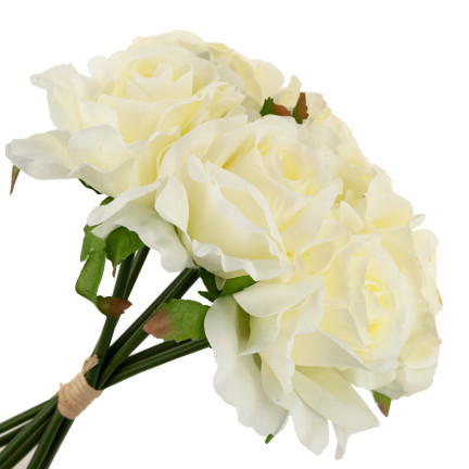 CV21919-1 STRAUSS ROSEN KÜNSTLICHE BLUMEN 6PCS SCHÖN WEISS ECRU