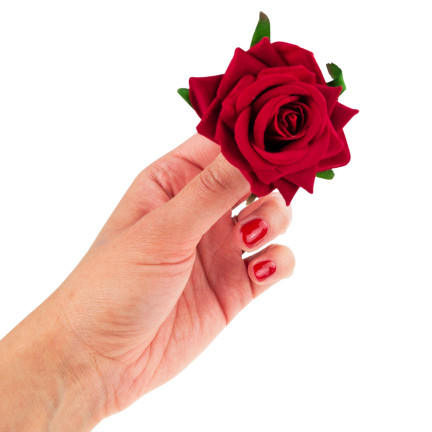 CV23968-2 ROSA ROT VELOURS BLUME KOPF PRODUKT