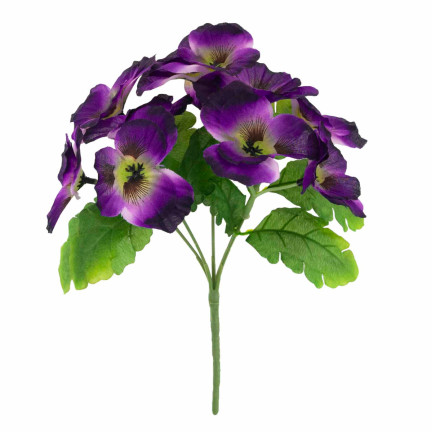 CV26367-4 Stiefmütterchen, dichter Strauß aus Stiefmütterchen, künstliche Blumen, Stiefmütterchenzweige im Strauß