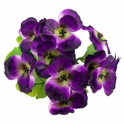 CV26367-4 Stiefmütterchen, dichter Strauß aus Stiefmütterchen, künstliche Blumen, Stiefmütterchenzweige im Strauß