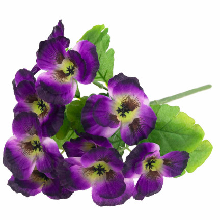 CV26367-4 Stiefmütterchen, dichter Strauß aus Stiefmütterchen, künstliche Blumen, Stiefmütterchenzweige im Strauß