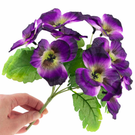 CV26367-4 Stiefmütterchen, dichter Strauß aus Stiefmütterchen, künstliche Blumen, Stiefmütterchenzweige im Strauß