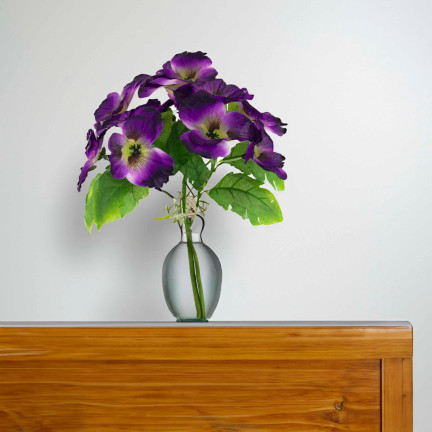 CV26367-4 Stiefmütterchen, dichter Strauß aus Stiefmütterchen, künstliche Blumen, Stiefmütterchenzweige im Strauß
