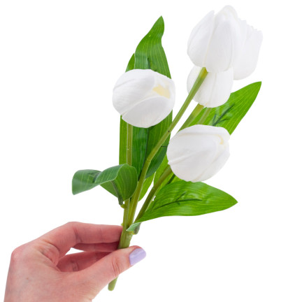 CV26805-2 TULPENSTRAUSS WEISS SCHÖN WIE LEBENDE SCHAUMTULPEN KÜNSTLICH