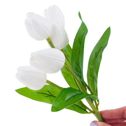 CV26805-2 TULPENSTRAUSS WEISS SCHÖN WIE LEBENDE SCHAUMTULPEN KÜNSTLICH