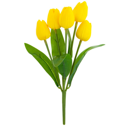 CV26805-5 TULPE GROSSER TULPENSTRAUSS X5 KÜNSTLICHE BLUMEN TULPEN IM STRAUSS GELB