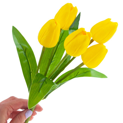 CV26805-5 TULPE GROSSER TULPENSTRAUSS X5 KÜNSTLICHE BLUMEN TULPEN IM STRAUSS GELB